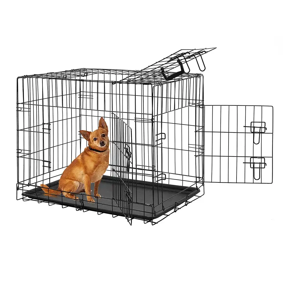 Taily 36" Dog Cage 3 Doors Pet Crate Foldable Metal Frame Kennel Rabbit Cat Puppy Playpen House Tray
