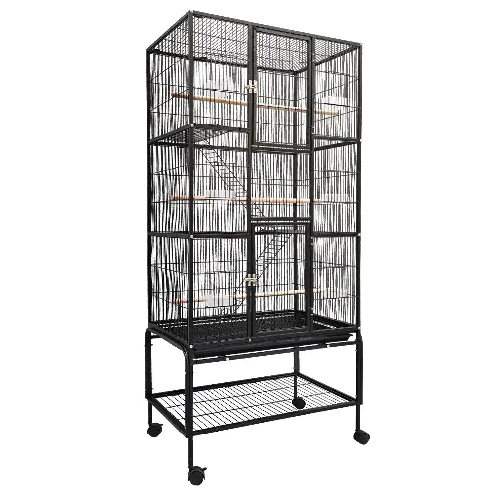 Taily 176CM Large Bird Cage Stand-Alone Aviary Budgie Perch Castor Wheel Large Cages Removable Tray