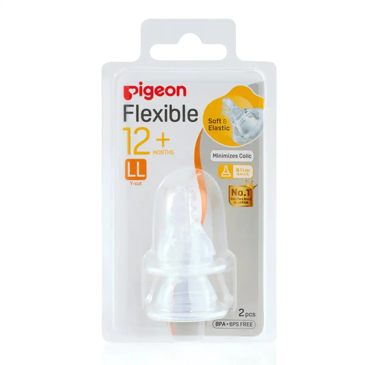 PIGEON Flexible Peristaltic Teat LL 2 Pieces