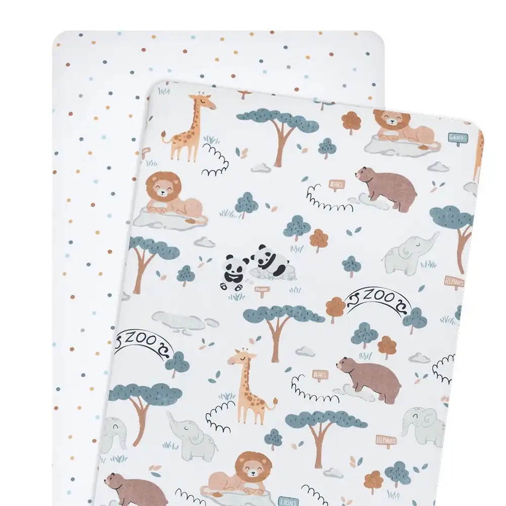 Lolli Living Day At The Zoo 2Pk Bassinet Fitted Sheets