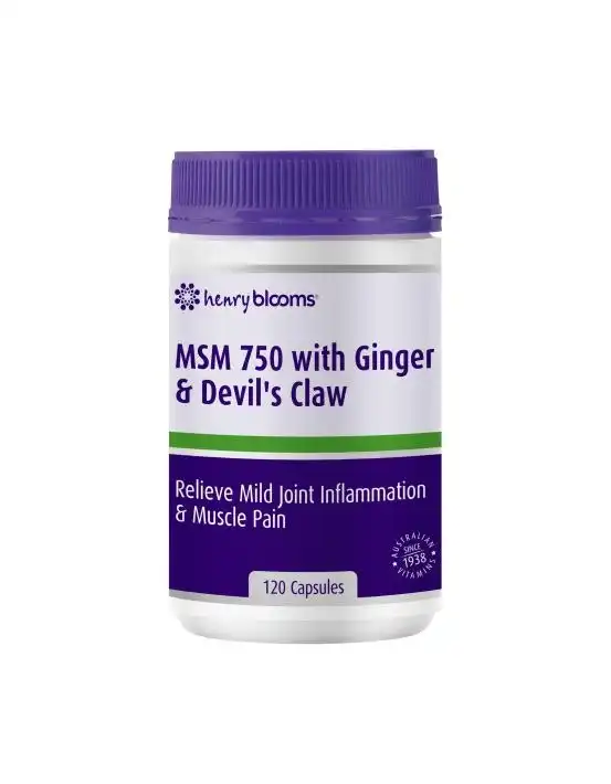 Henry Blooms MSM 750 With Ginger & Devil’s Claw 120 Capsules