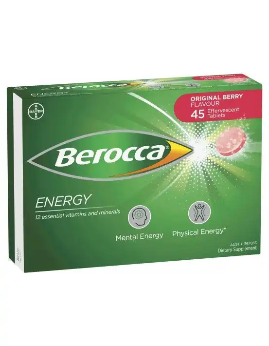 Berocca Energy Original Berry Effervescent Tablets 45 Pack