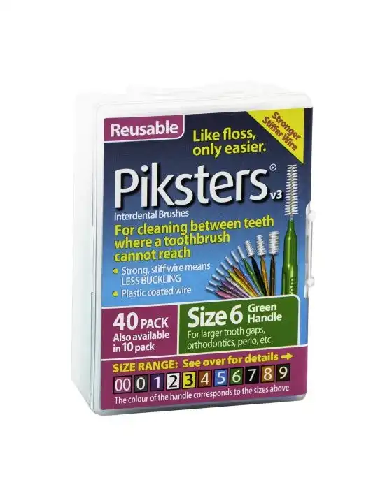 Piksters Interdental Brush Size 6 Green 40 Pack