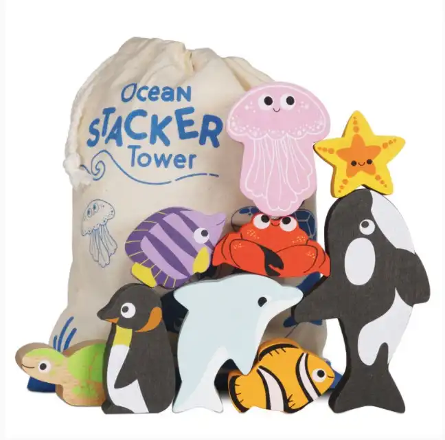 Le Toy Van Petilou Ocean Stacking Animals & Bag