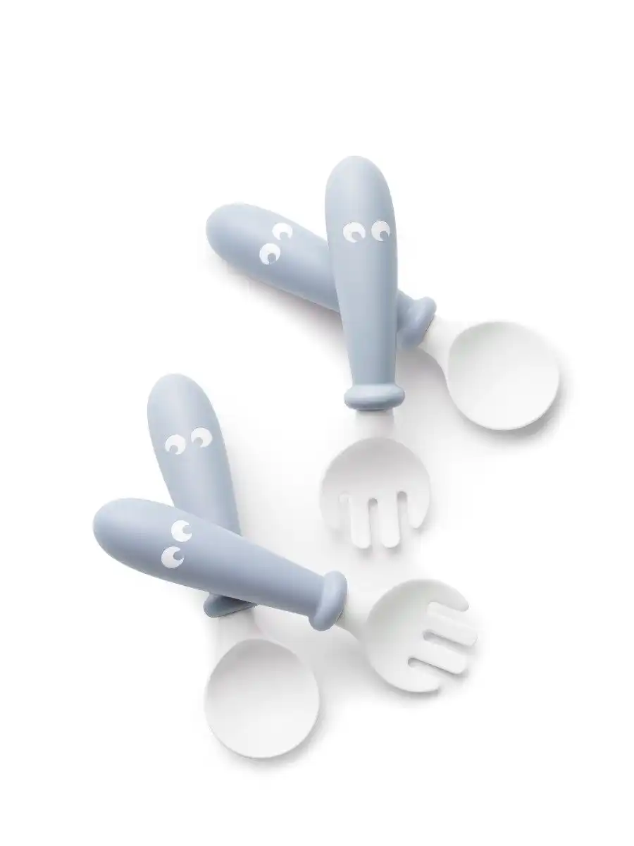 BabyBjorn Baby Spoon and Fork - Powder Blue 4-pack