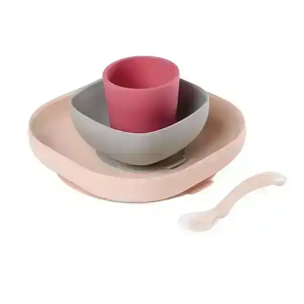 Beaba Silicone Suction Meal Set- Pink
