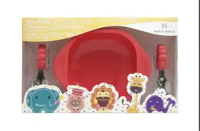 Marcus & Marcus Toddler Mealtime Set - Marcus the Lion - Red