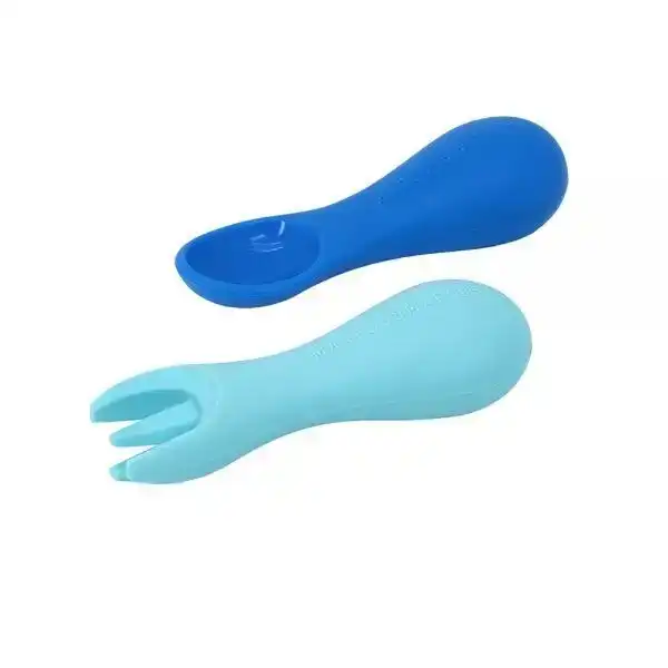 Marcus & Marcus Silicone Palm Grasp Spoon & Fork Set- Lucas