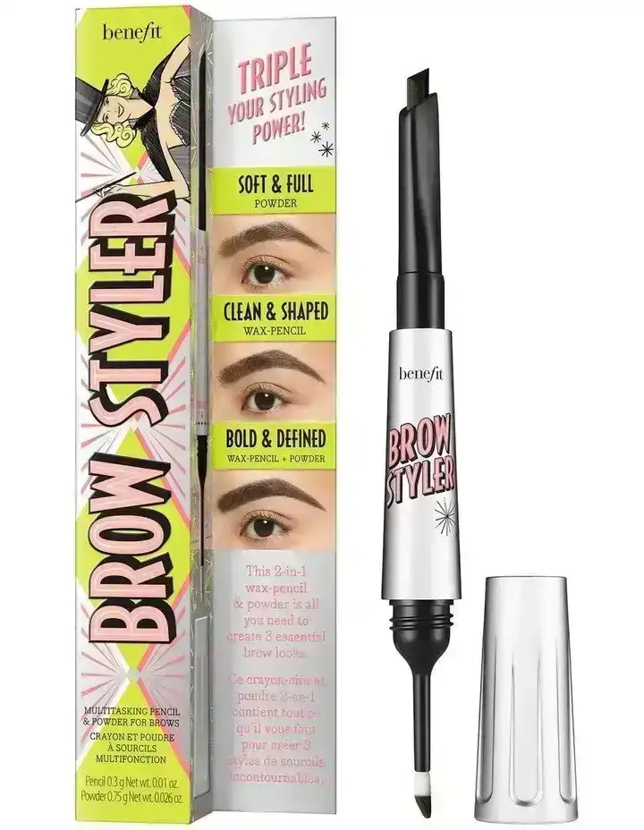 Benefit Cosmetics Brow Styler 2 in 1 Wax Pencil and Powder  Cool Soft Black 6