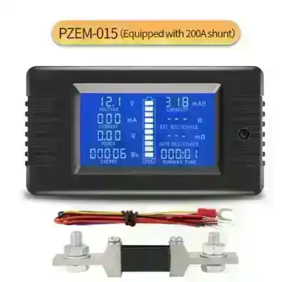 200A LCD Display DC Battery Monitor Meter 200V Voltmeter Amp For RV System