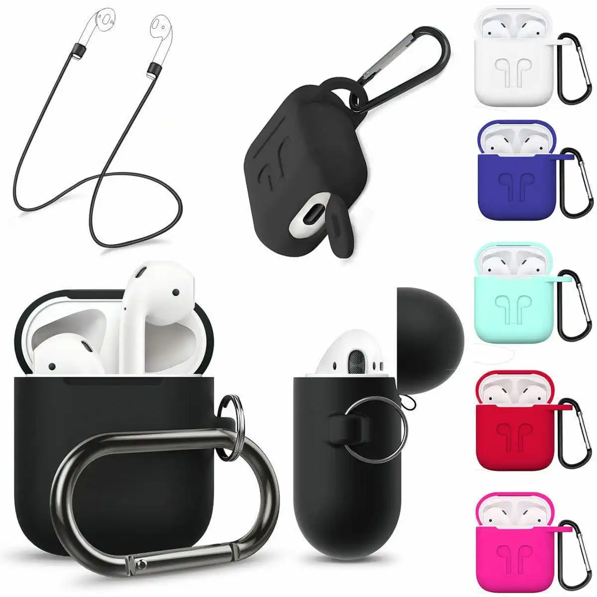For Apple Airpod Shockproof Airpods AU Strap Holder & Silicone Case Cover Skin
