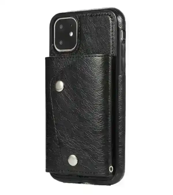 For iPhone 13 Pro Luxury Leather Wallet Shockproof Case Cover | Black
