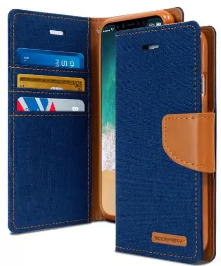 For iPhone XR Wallet Flip Denim Case Cover