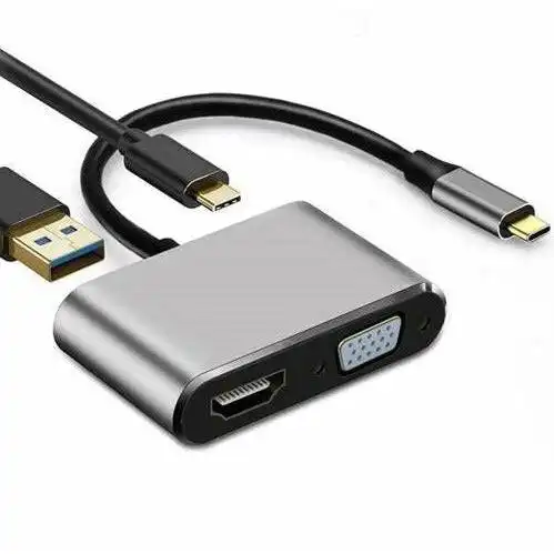 4 In 1 USB C Type-C To HDMI 4K VGA USB3.0 PD Video Adapter for MacBook/Phone