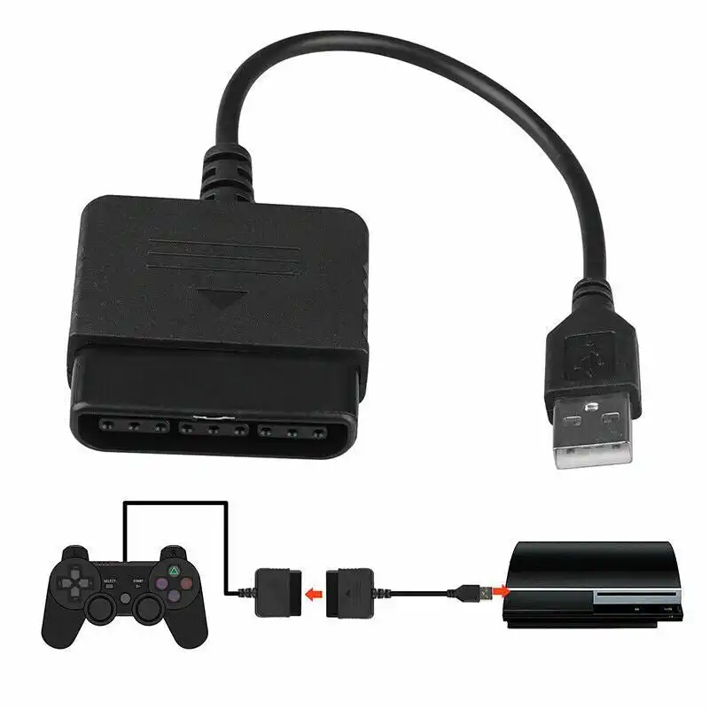 Cable Converter Compatible for PS2 Controller to PS3 PC USB Adapter Converter Cable