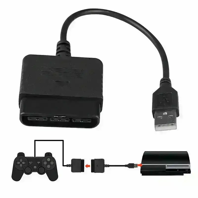 Cable Converter For PS2 Controller to PS3 PC USB Adapter Converter Cable