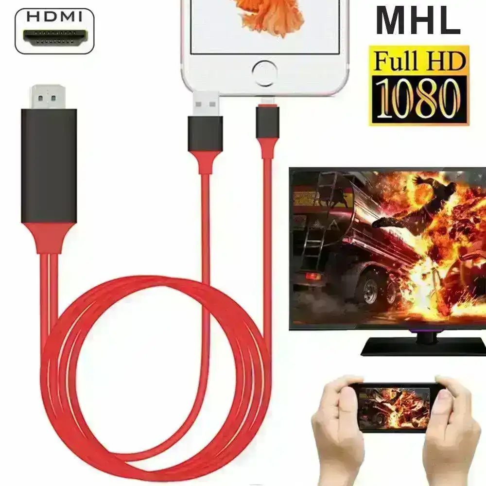 iPhone To HDMI AV TV Adapter Video Output 2M Cable (RED)