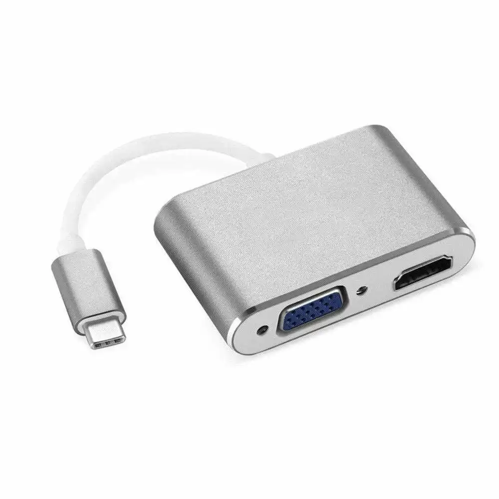 Type-C 3.1 to 4K HDMI +VGA Port USB-C HUB Adapter Converter For MacBook iPad Pro
