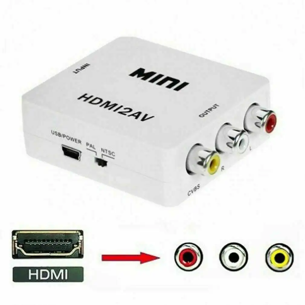 3RCA HDMI To AV Converter CVBS Video Cable HDMI2AV Converter 1080p upscaling