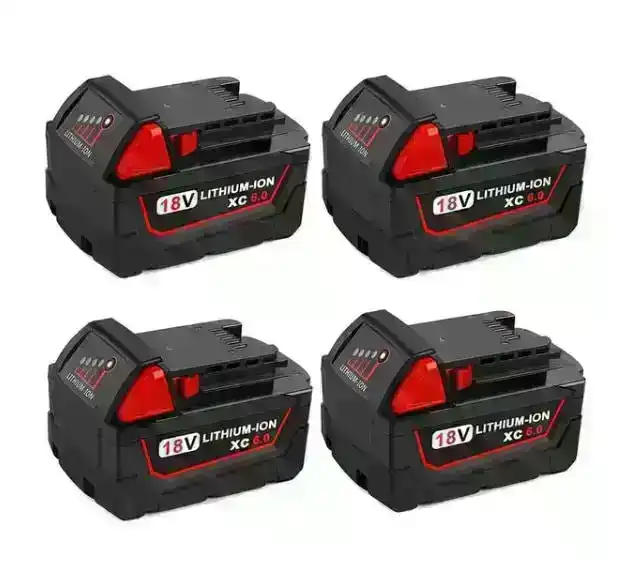 Generic Batteries for Milwaukee 18V 6.0Ah Battery Replacement | M18 Compatible Li-ion Battery | 4 Pack