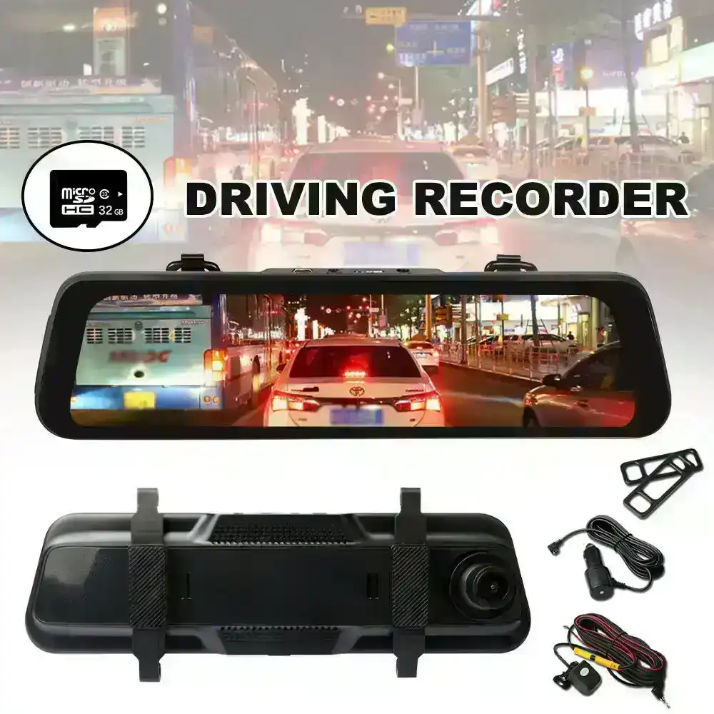 10" 1080P Touch Screen Rear View Mirror Car Dash Cam Reversing Recorder Camera