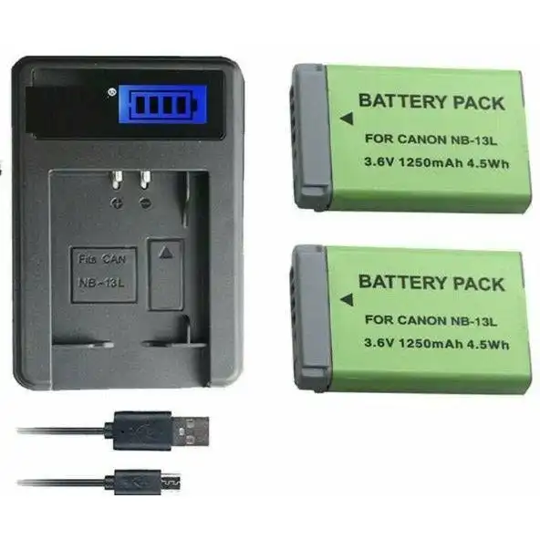 Canon NB-13L Compatible PowerShot G7 X Mark II, G9 X Mark Battery & Charger