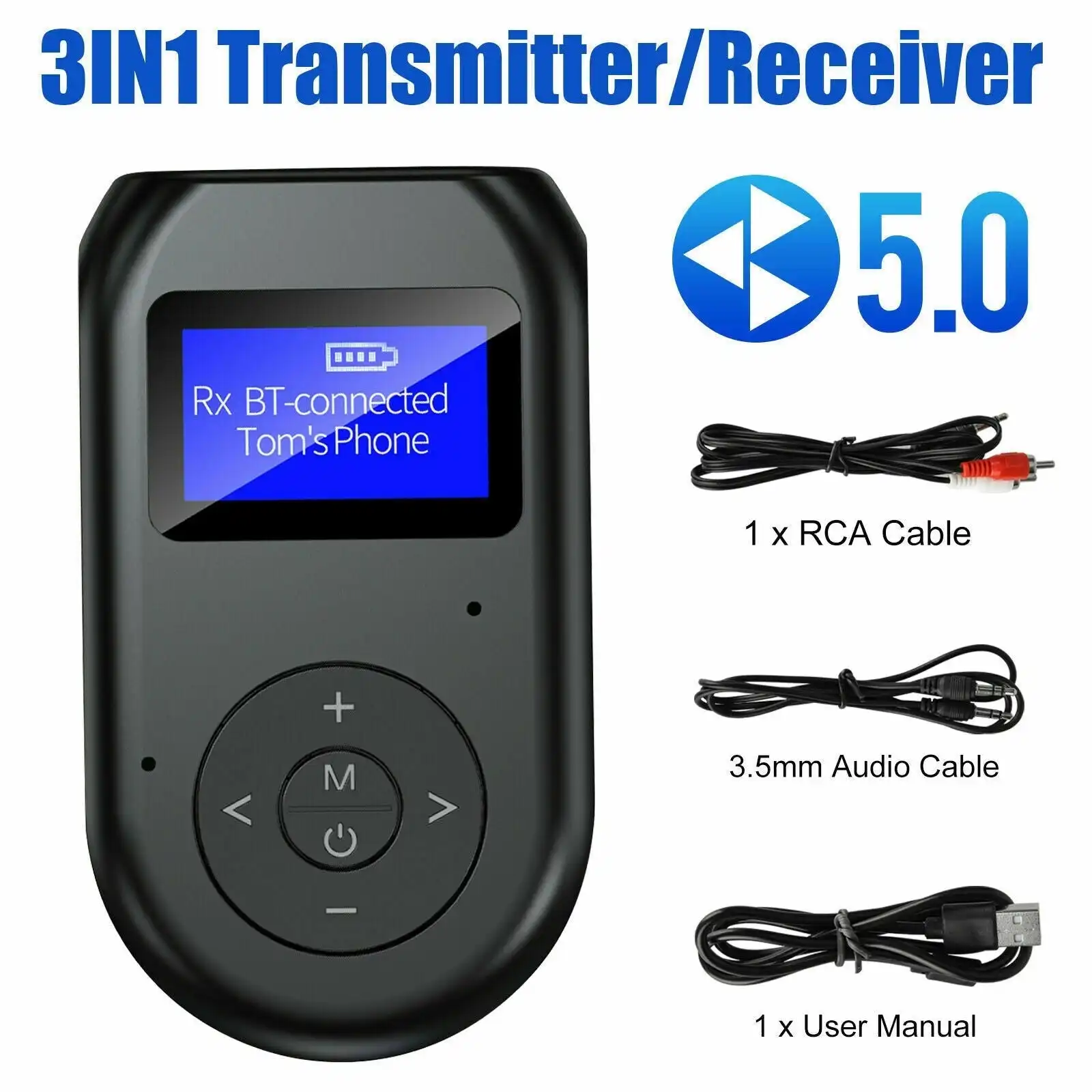 3 in1 Bluetooth 5.0 Wireless Transmitter Receiver Audio 3.5mm Adapter for PC TV