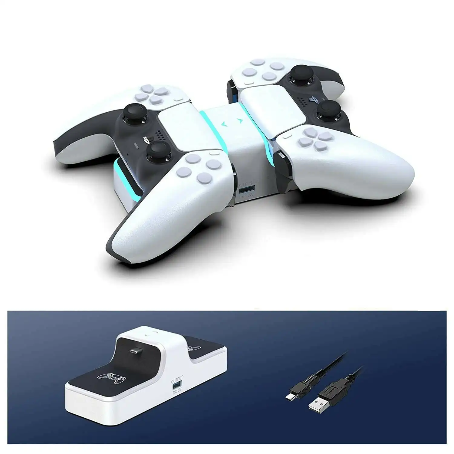 Dual Charger Compatible Charging Dock Station Stand Suit Sony PS5 Playstation 5 Controller