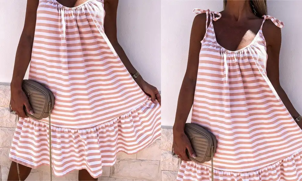 Summer Striped Dress - Pink