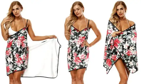 Women's Beach Towel 'Sand Free' Wrap Dress - Floral