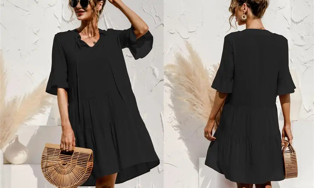 Women's Short Sleeve Dress - Black