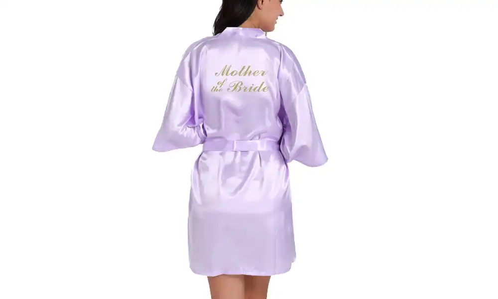Women's Wedding Robe with Gold Glitter Print - Mother of the Bride - Lilac