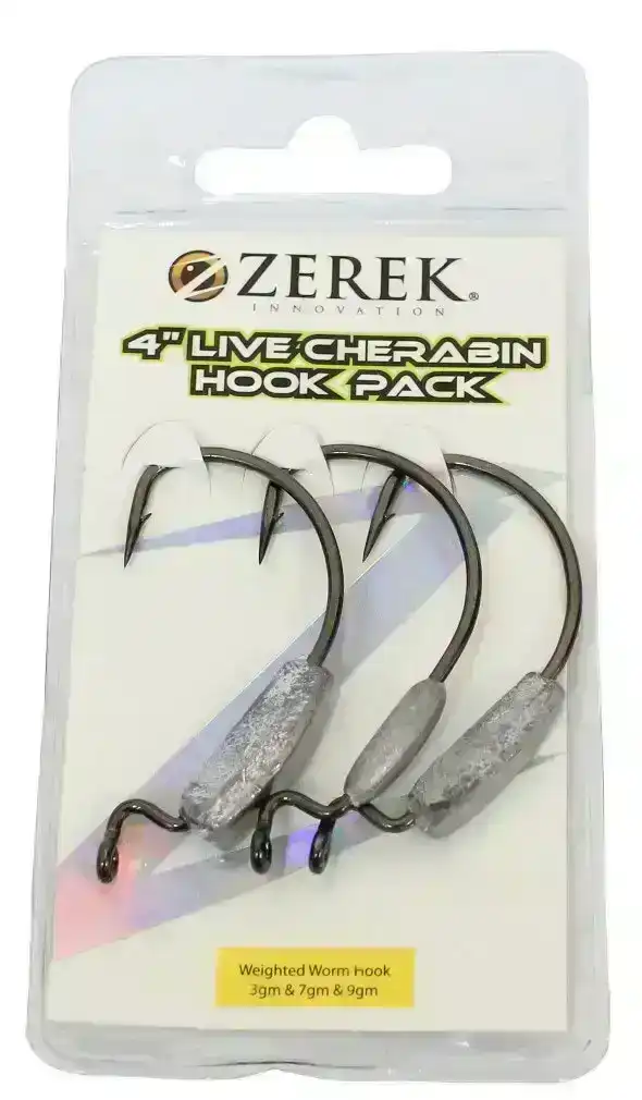 Zerek Weighted Worm Hook Pack for 4 Inch Live Cherabins - Weedless Jig  Heads, Hooked Online