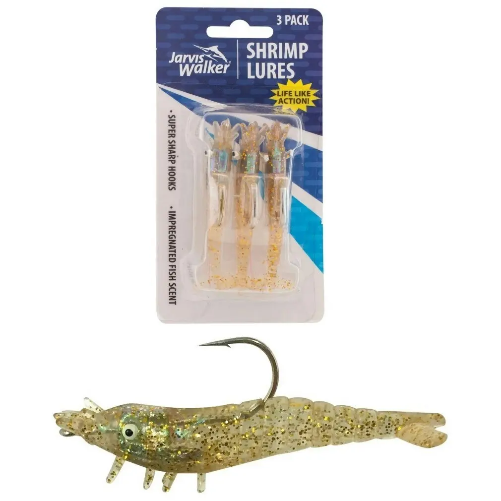 Pack of Rigged Jarvis Walker Scented Shrimp Soft Body Lures