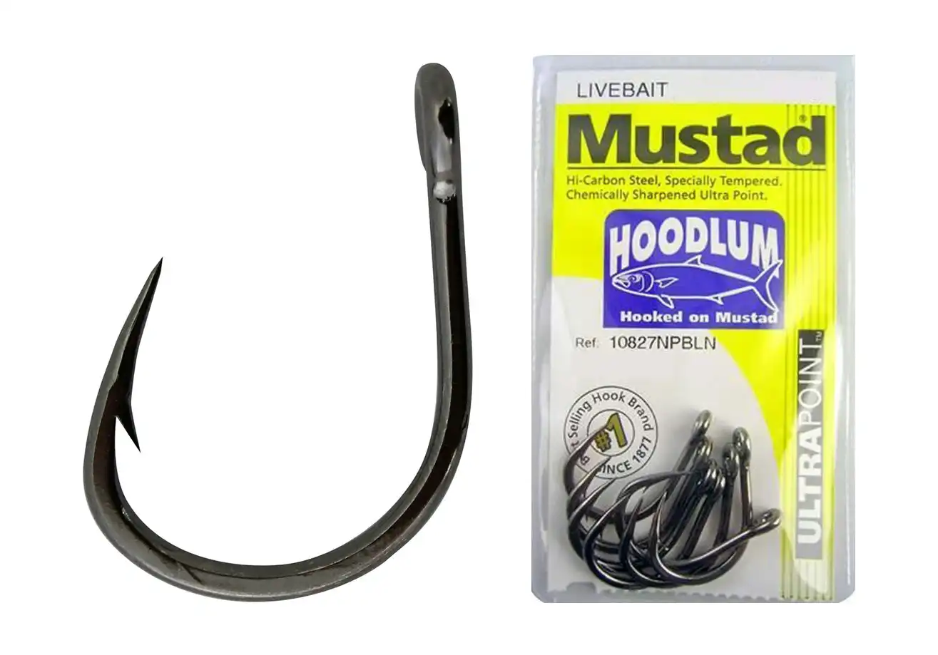 1 Packet of Mustad 10121NPDT Kaiju In-Line Single Fishing Hooks - 7x Strong  Hook [Hook Size: Size 8