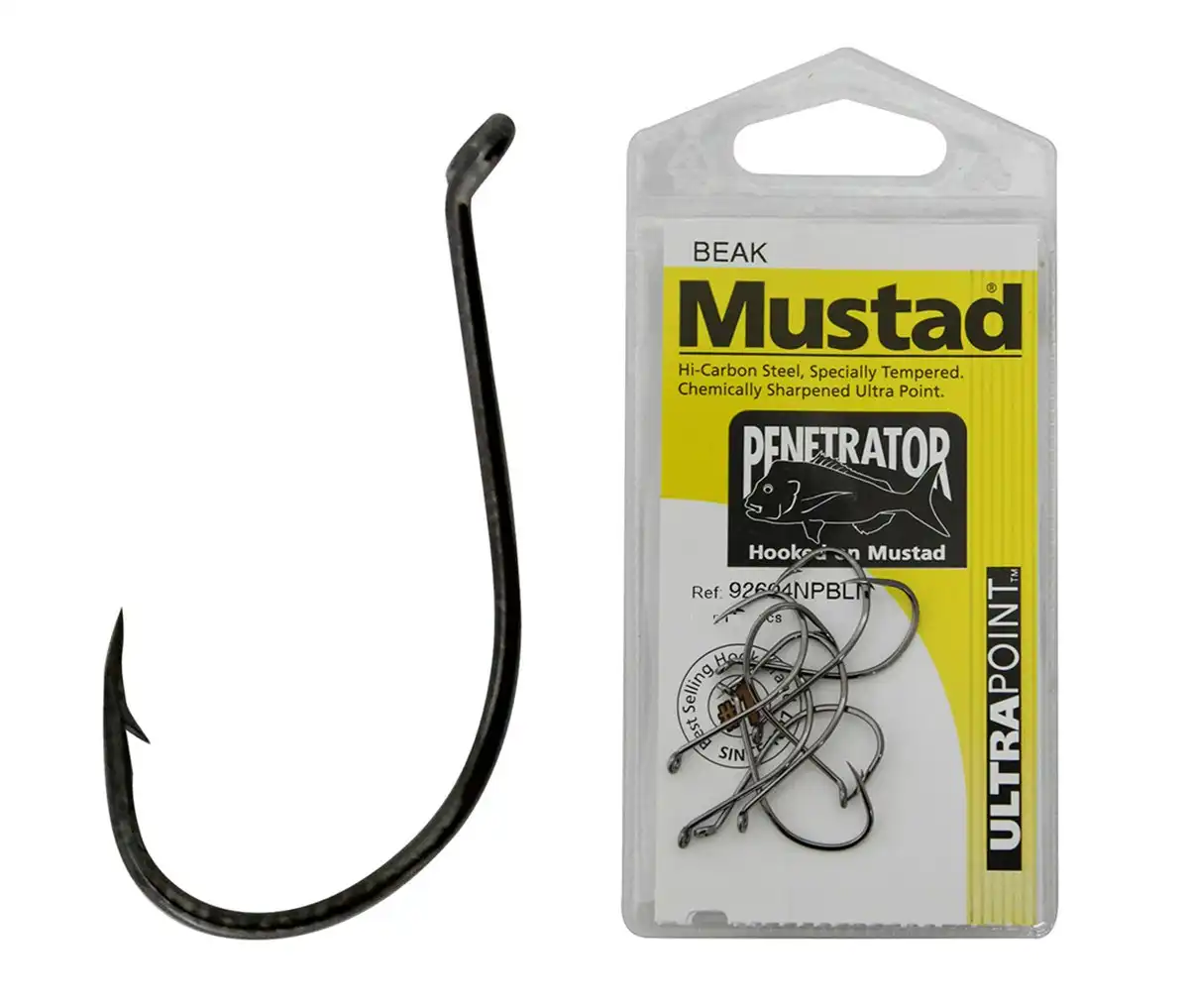 1 Packet of Mustad 92604NPBLN Penetrator Chemically Sharp Fishing Hooks
