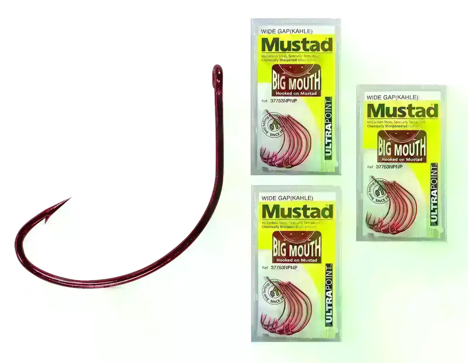 3 Packs of Mustad 37753NPNP Big Mouth Chemically Sharp Fishing