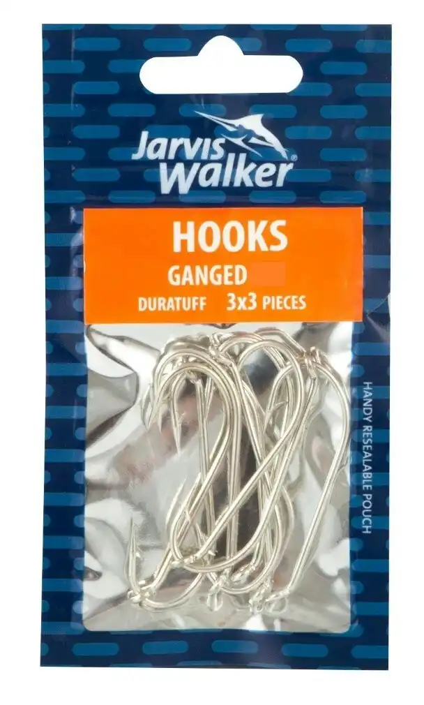 3 Sets of 3 Jarvis Walker Size 6/0 Duratuff Gang Hooks - 3 x 3 Ganged Hooks