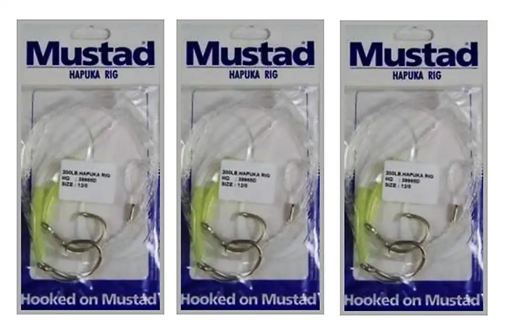 Bulk 3 Pack of Mustad Hapuka Rigs-Two Hook Hapuka Fishing Rigs with Circle Hooks