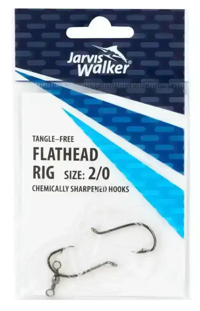 Jarvis Walker Size 2/0 Tangle Free Flathead Rig With Chemically Sharpened Hooks