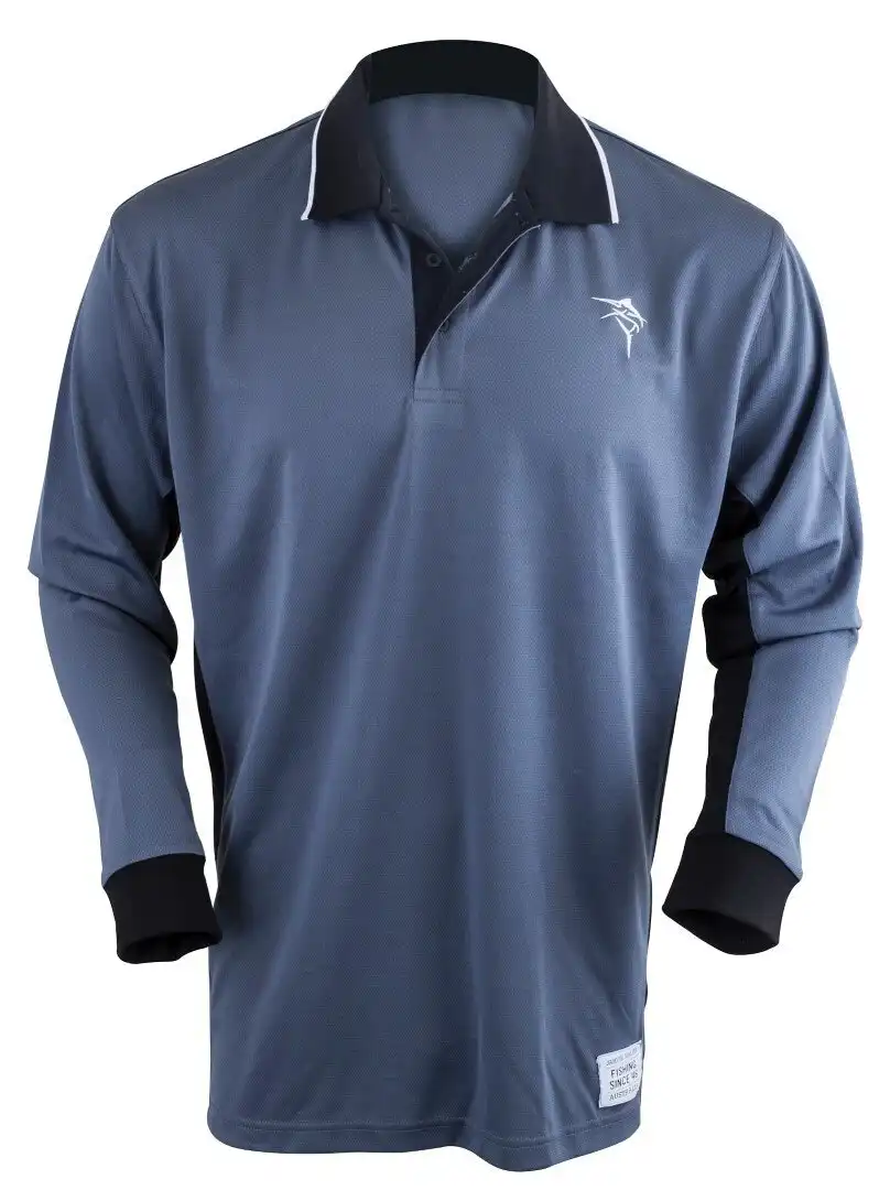 Jarvis Walker Grey Long Sleeve Fishing Shirt with Collar - Light Fishing Jersey