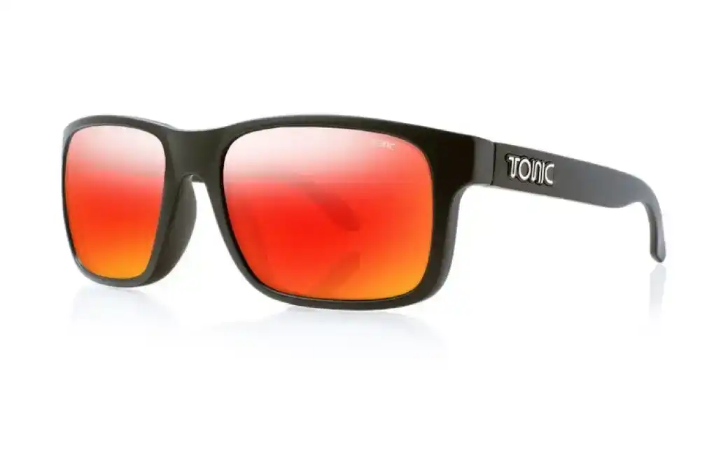 Tonic Mo Polarised Sunglasses with Glass Red Mirror Lens and Matte Black Frame