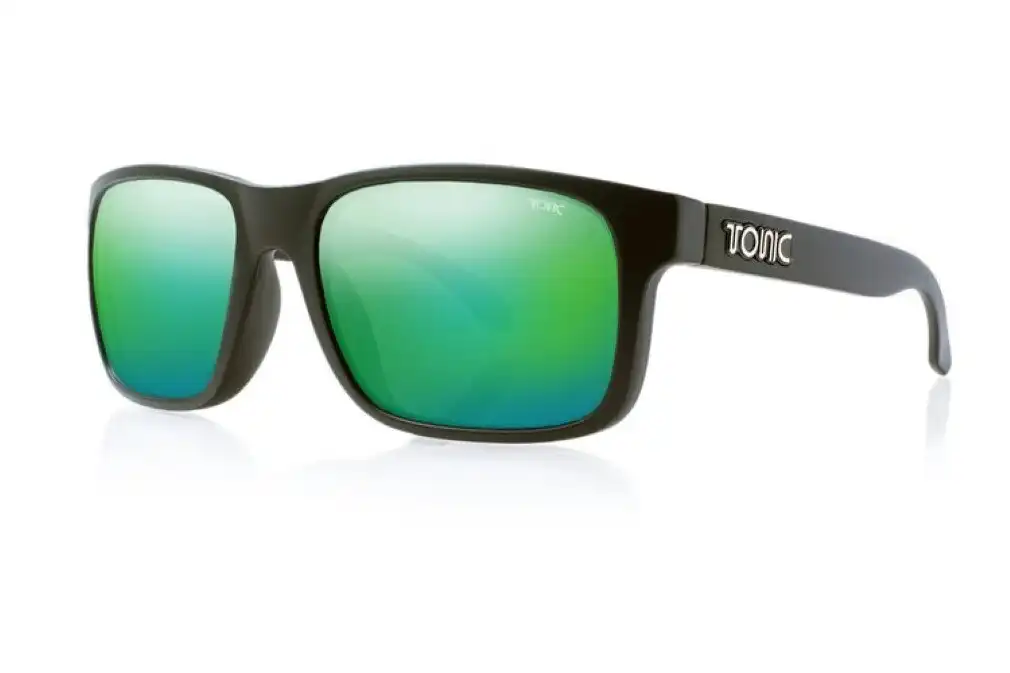 Tonic Mo Polarised Sunglasses with Glass Green Mirror Lens and Matte Black Frame