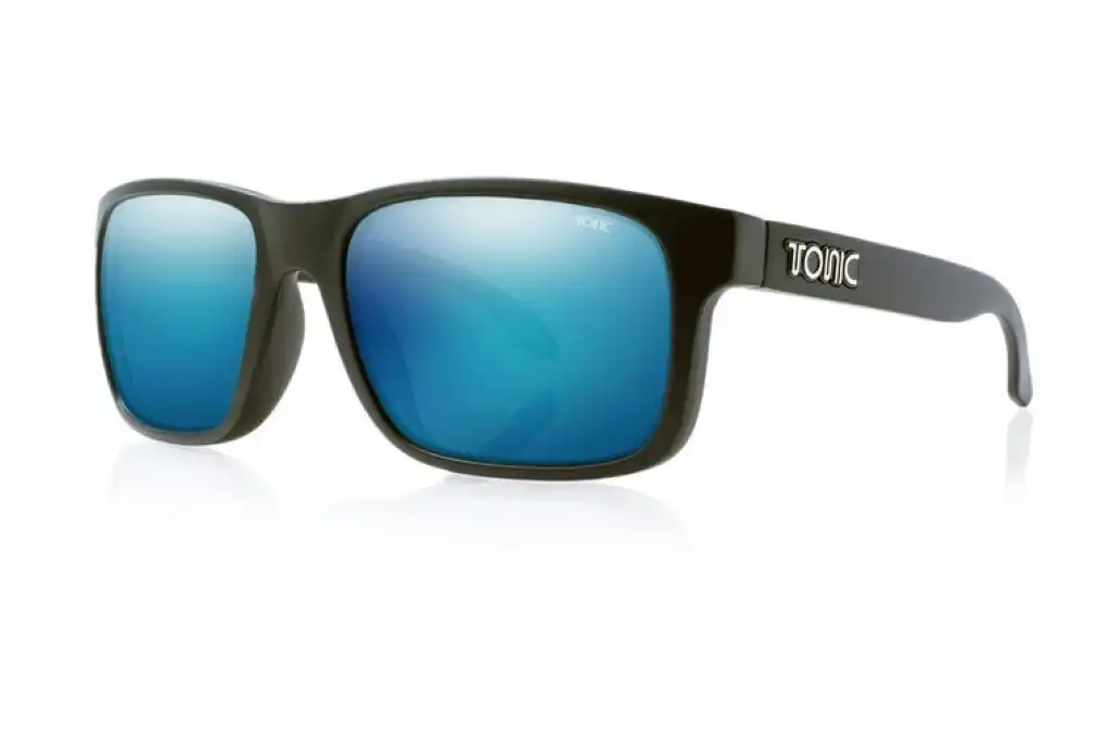 Tonic Mo Polarised Sunglasses with Glass Blue Mirror Lens and Matte Black Frame