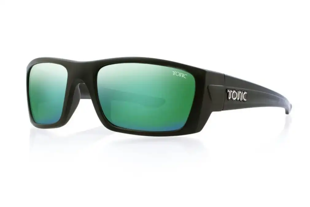 Tonic Youranium Polarised Sunglasses with Glass Green Mirror Lens & Black Frame