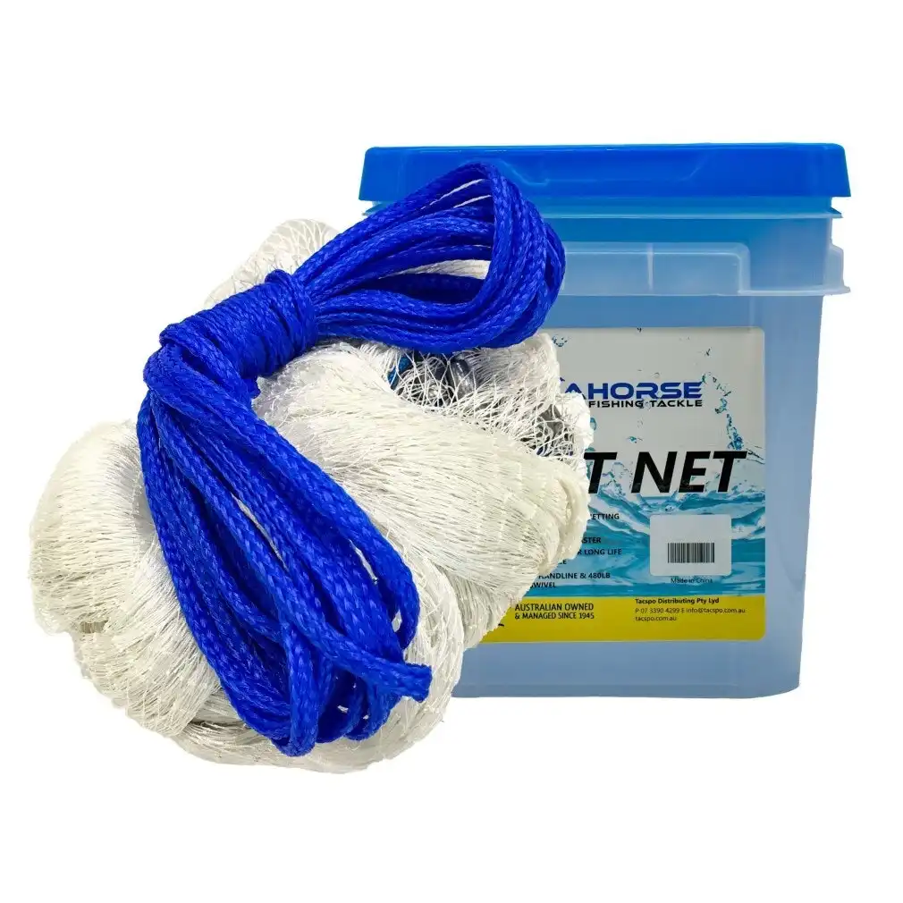 Seahorse Bottom Pocket 8ft Nylon Cast Net with 1 Inch Mesh