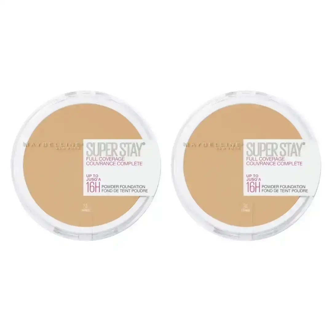 2 x Maybelline SuperStay 16HR Full Coverage Powder Foundation 9g - 24 Fair Nude