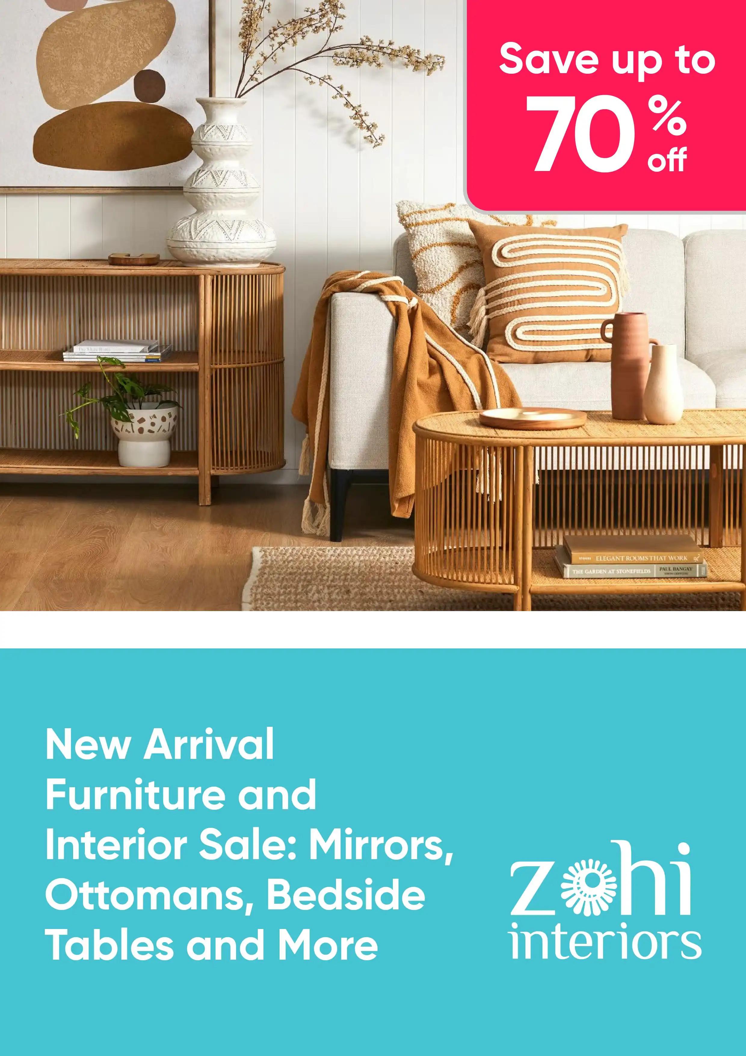 New Arrival Furniture and Interior Sale: Mirrors, Ottomans, Bedside Tables and More – up to 70% off