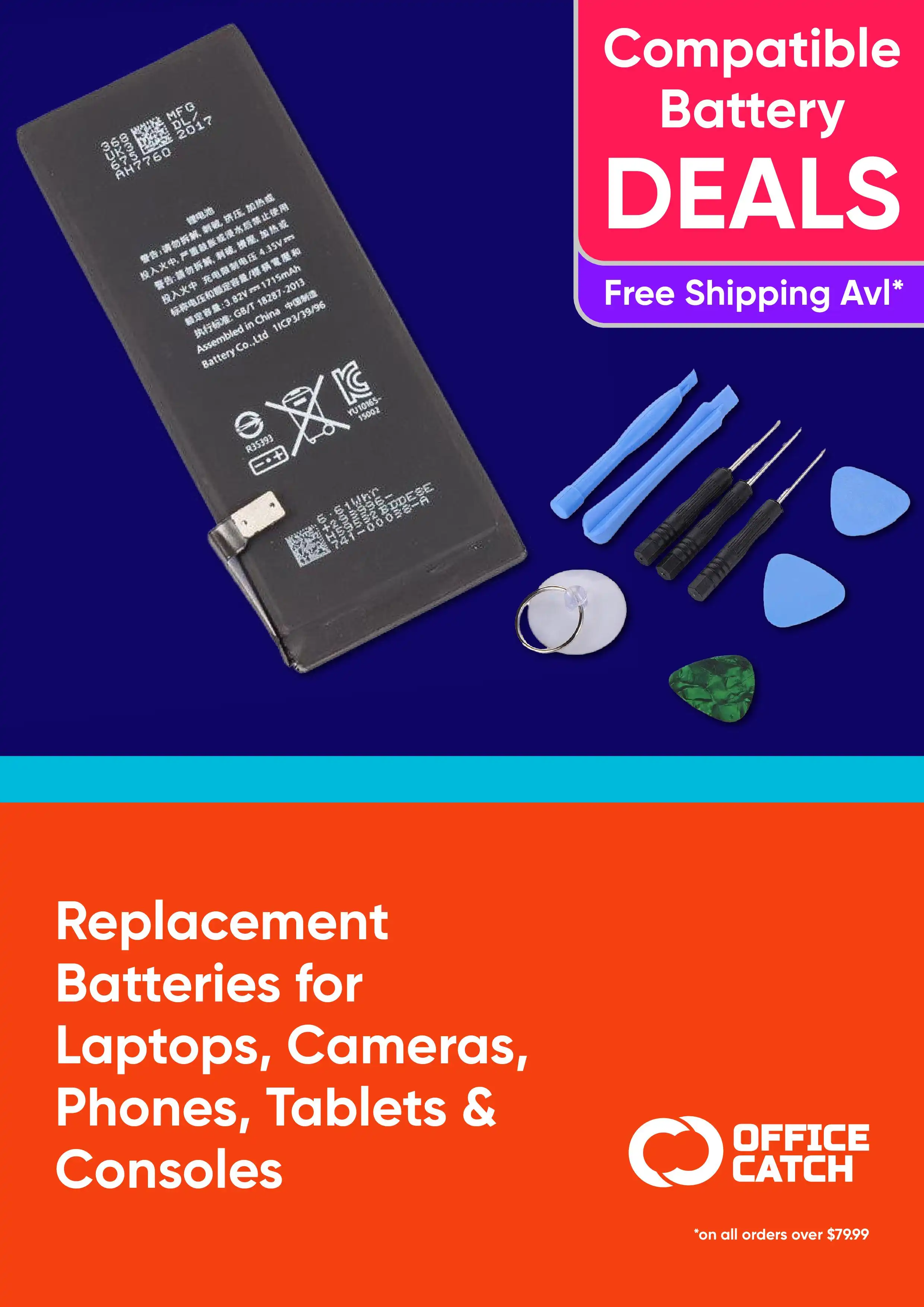Replacement Batteries for Laptops, Cameras, Phones, Tablets & Consoles