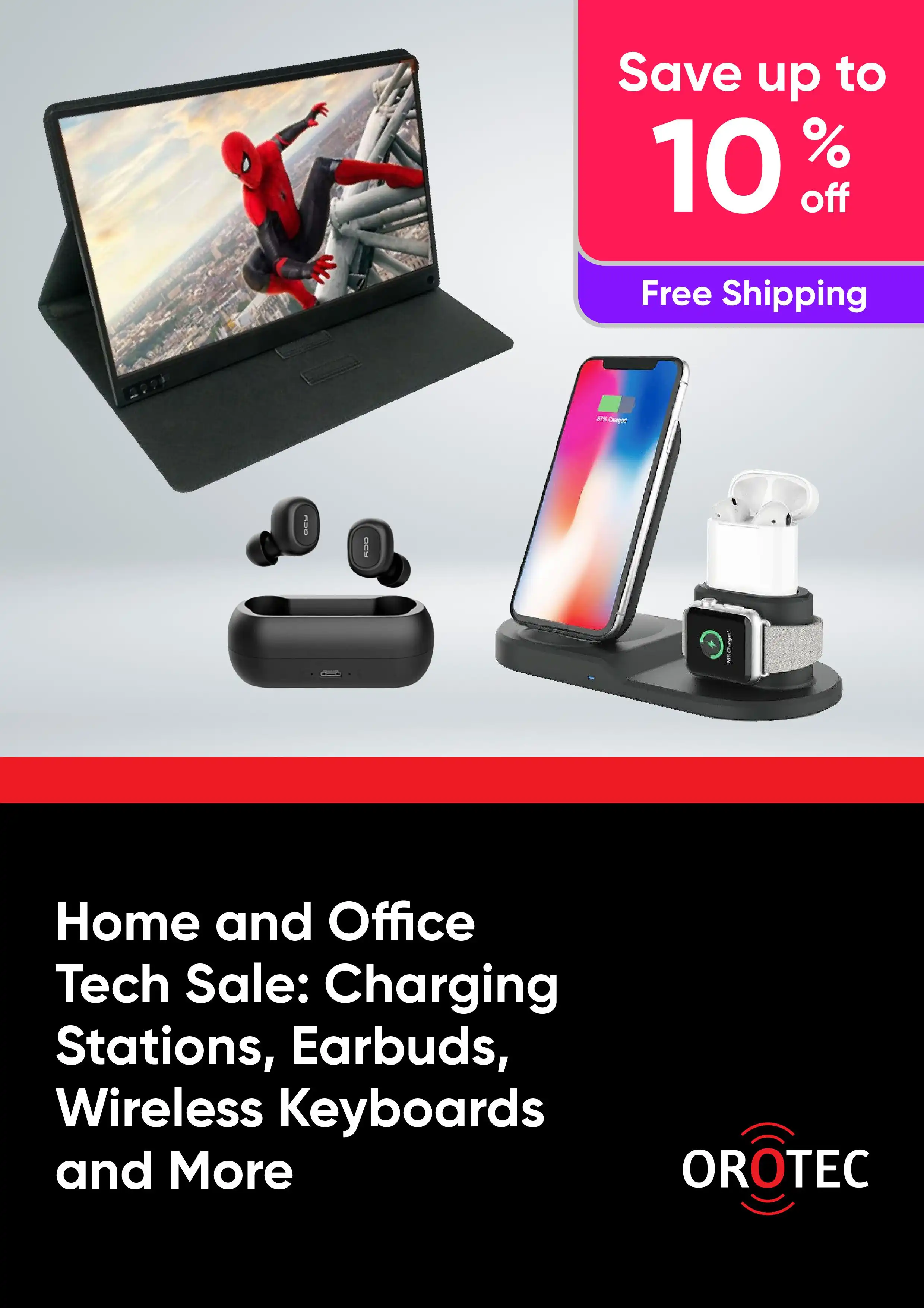 Home and Office Tech Sale - Charging Stations, Earbuds, Wireless Keyboards and More - up to 65% off